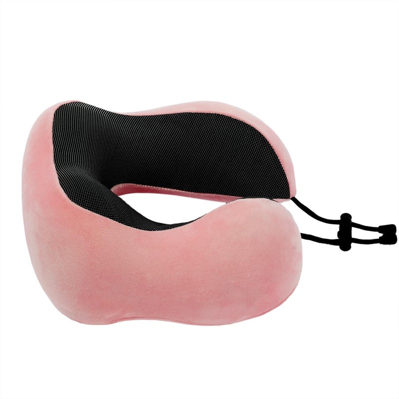 Makimoo Memory Foam Travel Pillow  Neck Pillow With 360-Degree Head Support  Comfortable And Lightweight  Ideal For Sleeping On Airplane  Car  Train  Bus And Home Use  Comes With Storage Bag (Pink) - Image 3
