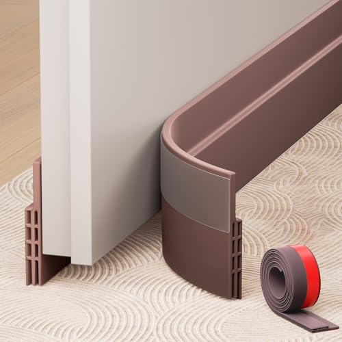 Porslin 39 Inch Door Draft Stopper Silicone Bottom Sealing Strip | Self Adhesive Door Sweep Weather Stripping Seal | Under Door Gap Filler | Blocks Cold Air, Dust, Insects, Noise, Bugs - Image 1
