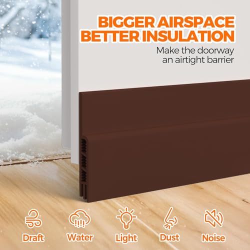 Porslin 39 Inch Door Draft Stopper Silicone Bottom Sealing Strip | Self Adhesive Door Sweep Weather Stripping Seal | Under Door Gap Filler | Blocks Cold Air, Dust, Insects, Noise, Bugs - Image 2