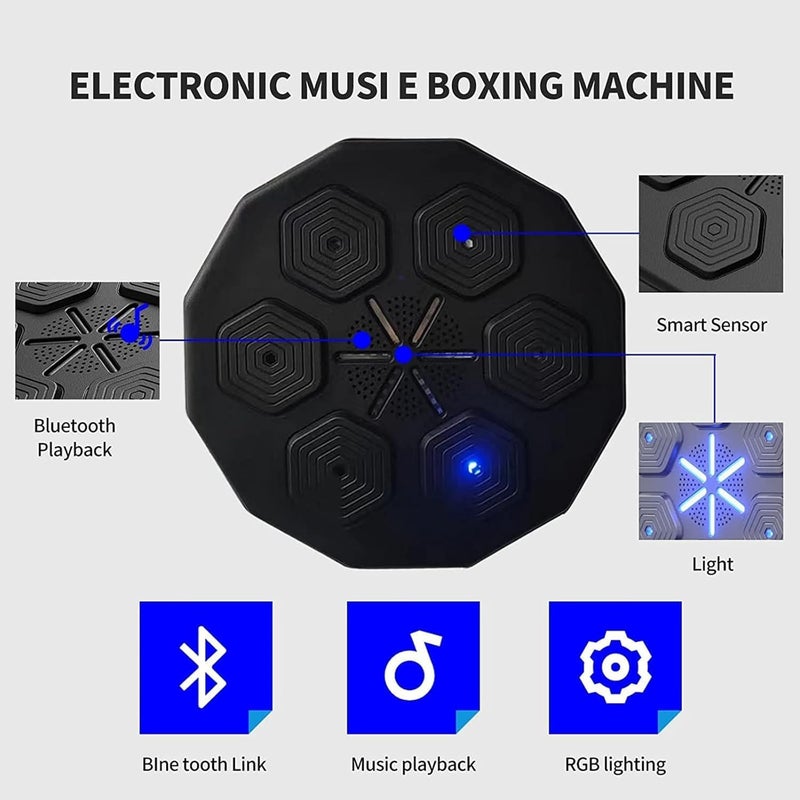 Glaceon Music Boxing Machine Adults and Kids - 6 Speed Modes Musical Boxer with Wall Mounted Boxing Equipment Game - LED Wall Pull Fists with Music - Bluetooth Boxing Training for Home - Image 4
