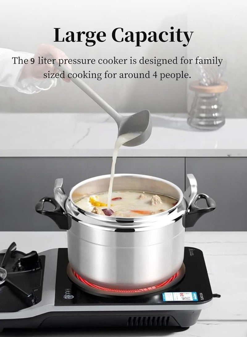 Denx Pressure Cooker Made of high quality 2mm thick aluminum, this 9 litre pressure cooker ensures durability and safety. - Image 5