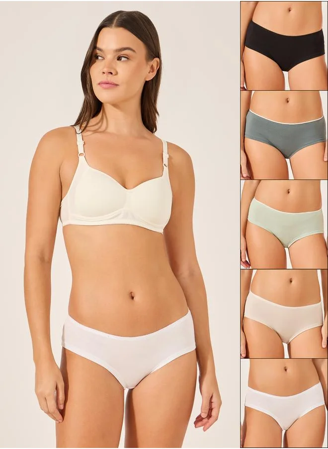 ستايلي Pack of 5 - Solid Elastic Waist Short Briefs