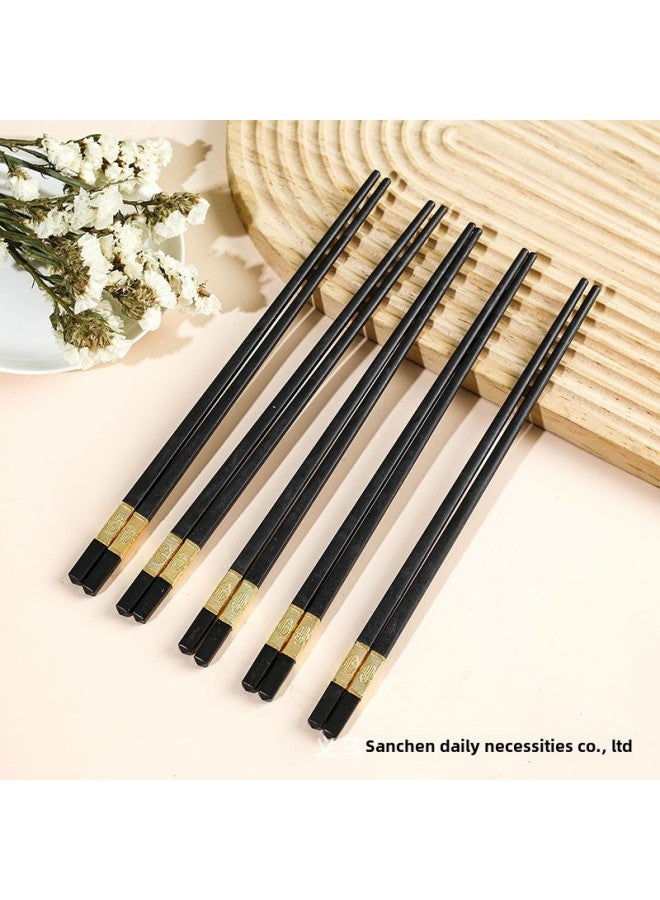 Card Bag 5 Pairs Of Jinfu Alloy Chopsticks Hotel Household Non-slip Non-mildew Disinfection Chopsticks Alloy Chopsticks Wholesale-Color:5 Double Pocket Jinfu Alloy Chopsticks-Specifications:24cm  - Image 5