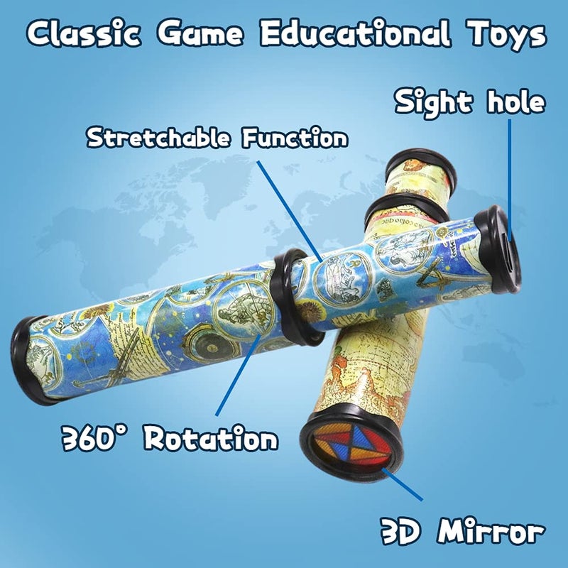 أنيوموكز Anyumocz 2 PCS Magic Kaleidoscope Old World Kaleidoscope Toys Classic Toved Classic Kaleidoscope Toy للبنين والبنات هدايا الأطفال (لونين) - Image 3
