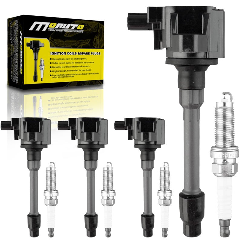 MOAUTO Set of 4 Ignition Coils Pack UF781 3052059B013 4 PCS Iridium Spark Plugs Compatible with Honda Accord CRV Civic Insight RDX 20172021 15L 20L