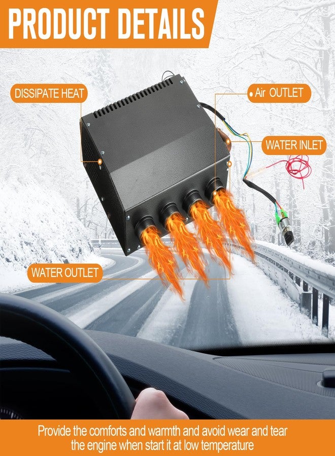 Datanly 12V Car Auxiliary Heater 4 Ports Compact Copper Tube Car Heater Universal Automobile Interior Heaters Windscreen Demister Defroster for Car Truck Camper Van - Image 5
