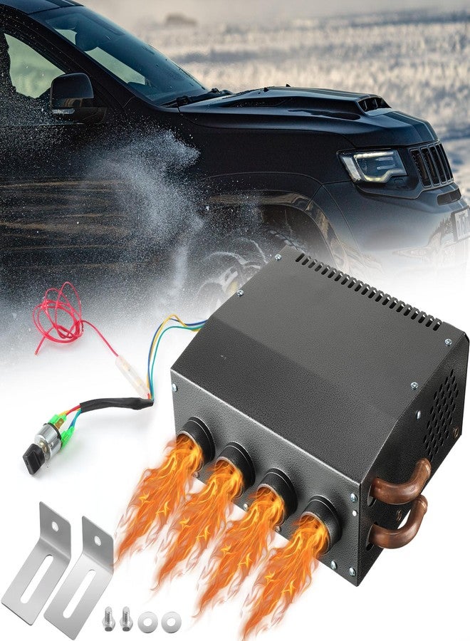 Datanly 12V Car Auxiliary Heater 4 Ports Compact Copper Tube Car Heater Universal Automobile Interior Heaters Windscreen Demister Defroster for Car Truck Camper Van - Image 1