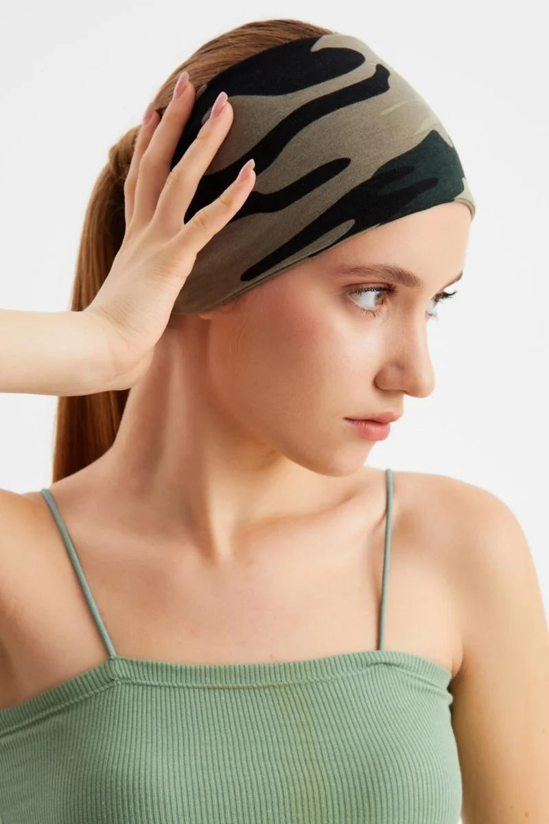 بوتيكجيز Camouflage Women's Double-Sided Use Alternative, Cotton Combed, Non-Slip, Lightweight, Sports Hair Band Bandana