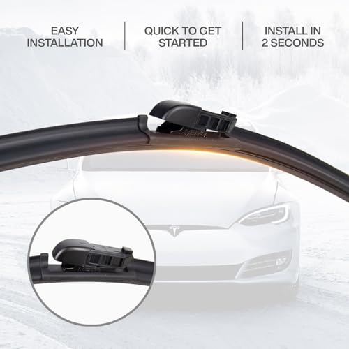 METO Tesla Model Y 2020-2023 Model 3 2017-2025 Silicone Wiper Blades, All Season Automotive Replacement OEM Windshield Wiper Blades for My Car Tesla Top Lock - Image 5