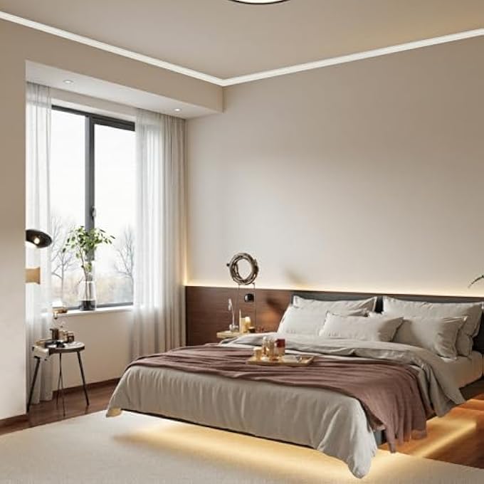 CROWN MOLDING PEEL AND STICK 197"(16 FT) LENGTH 2'WIDE SELF-ADHESIVE CEILING TRIM, FLEXIBLE WALL &CEILING MOLDING FOR DLY HOME DECORATION (OFF-WHITE) - Image 3