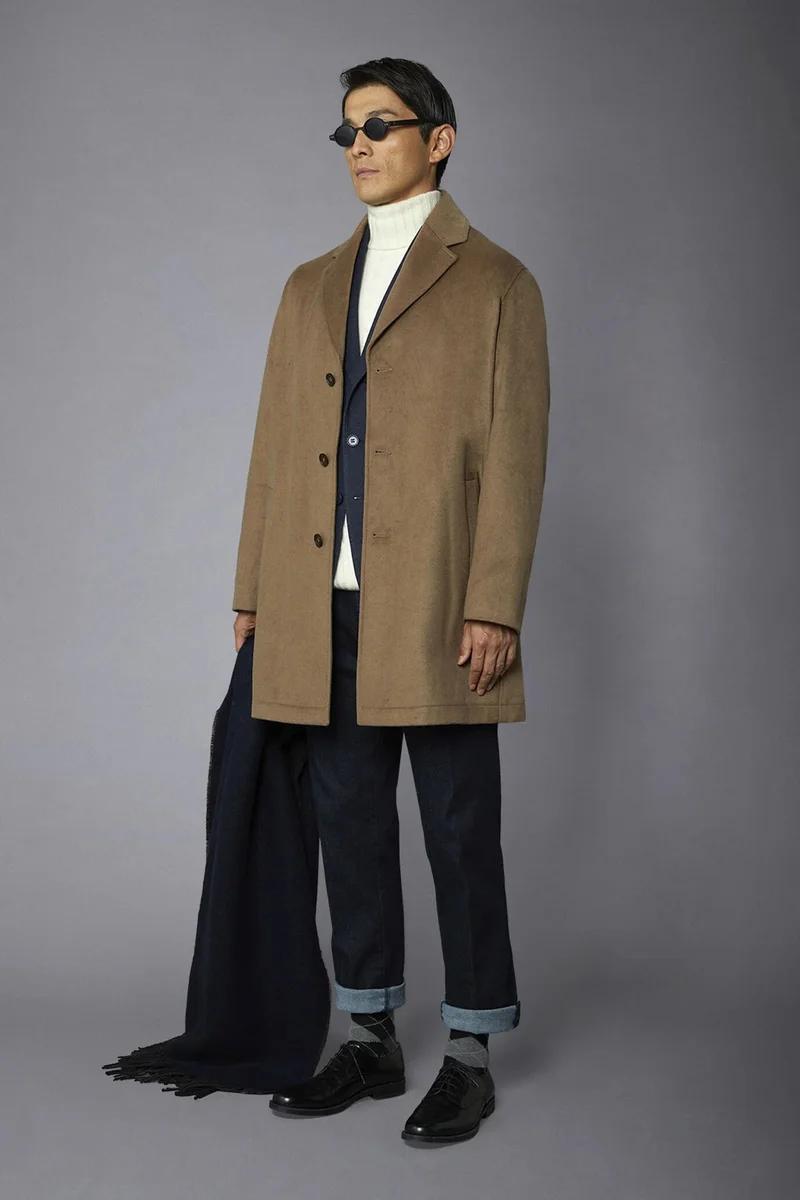 Doppelganger Men's classic single-breasted wool blend - Camel