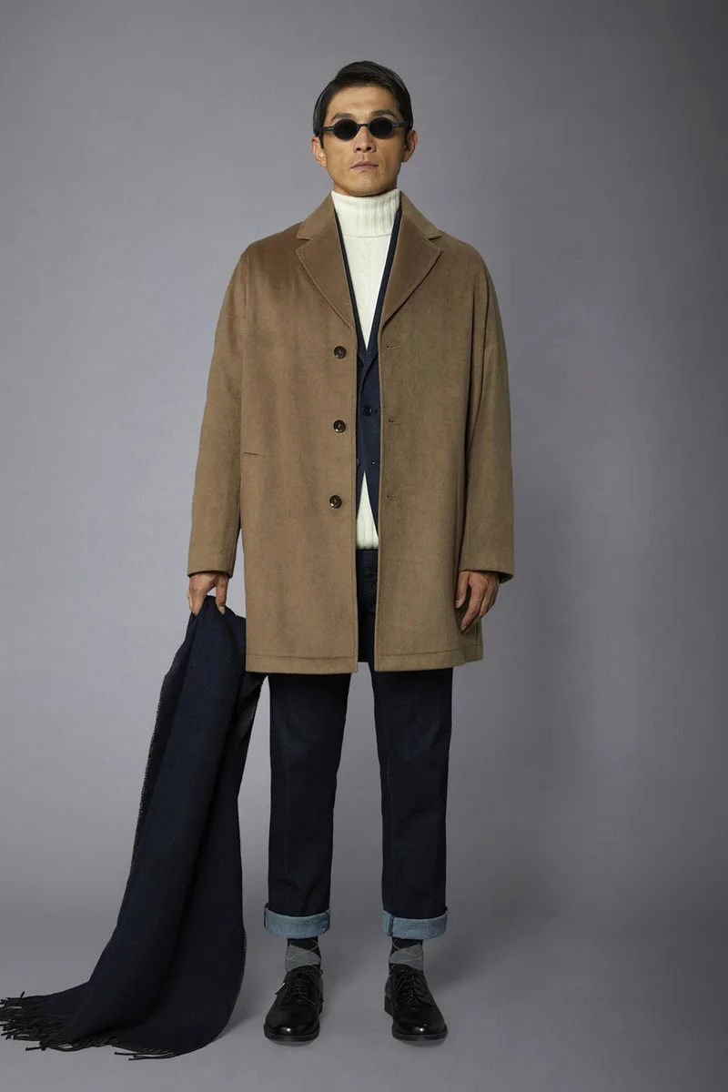 Doppelganger Men's classic single-breasted wool blend - Camel