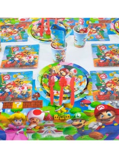 xppier 87 pcs Mario theme disposable party tableware for 10 people, kids birthday party celebration, baby shower party suppliers with plates, spoons, folks, cups, napkins  - Image 5