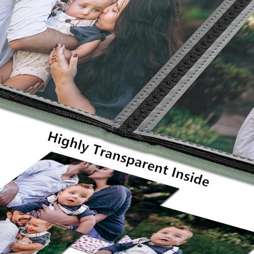 Remowith Small 4x6 Photo Album 24 Pockets Linen Cover with Front Window Portable Mini Picture Book for Travel Wedding Memories Organizer Gray Green - Image 4