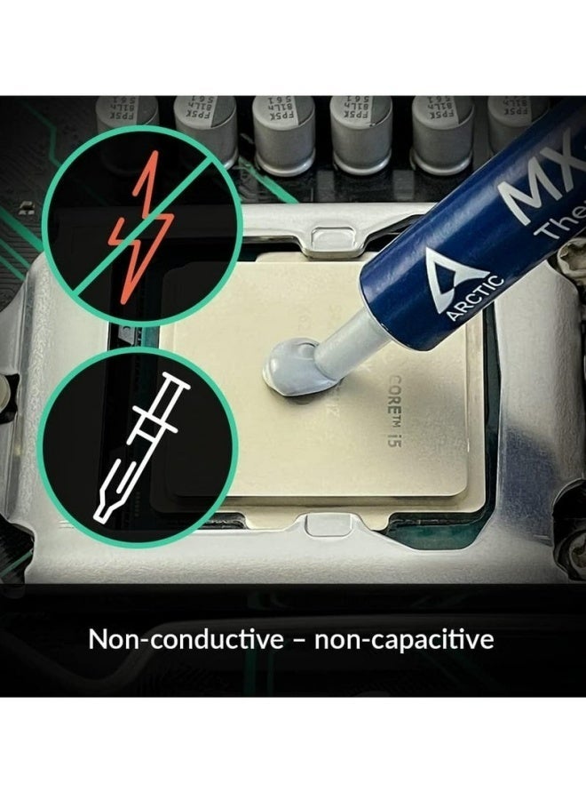 أركتيك معجون حراري MX-4، 4 غرام مع ملعقة، مصنوع من السيليكون، موصل حراري عالي، غير موصل للحرارة، آمن للاستخدام مع أجهزة الكمبيوتر (CPU، GPU، PC، PS4، XBOX)، يدوم طويلاً، آمن للاستخدام، يشتت الحرارة. - Image 3