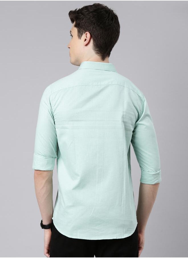 Bushirt - Solid Spread Collar Regular Fit Shirt by Styli - Image 1