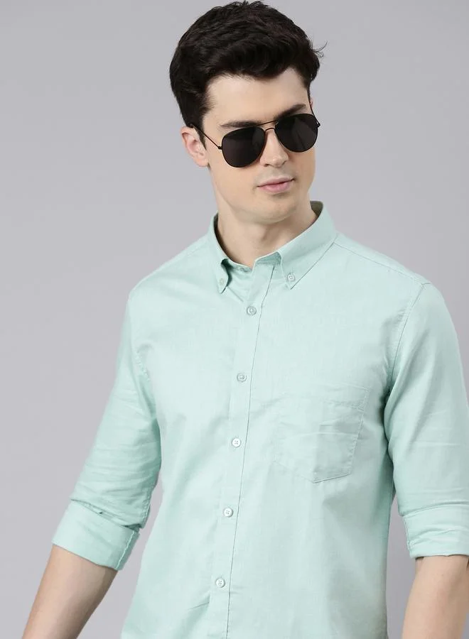 Bushirt Solid Spread Collar Regular Fit Shirt by Styli