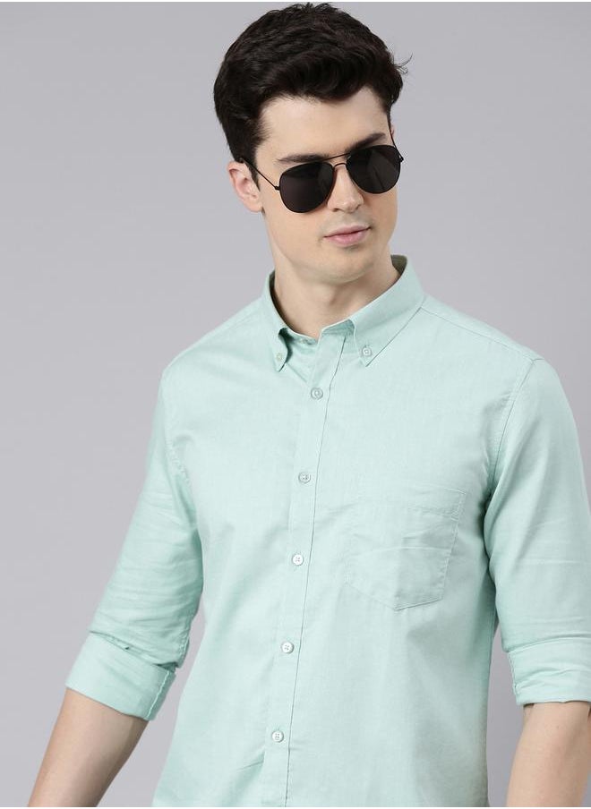 Bushirt - Solid Spread Collar Regular Fit Shirt by Styli - Image 1