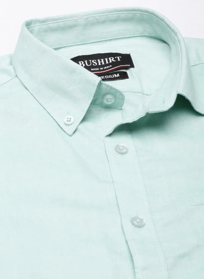 Bushirt Solid Spread Collar Regular Fit Shirt by Styli