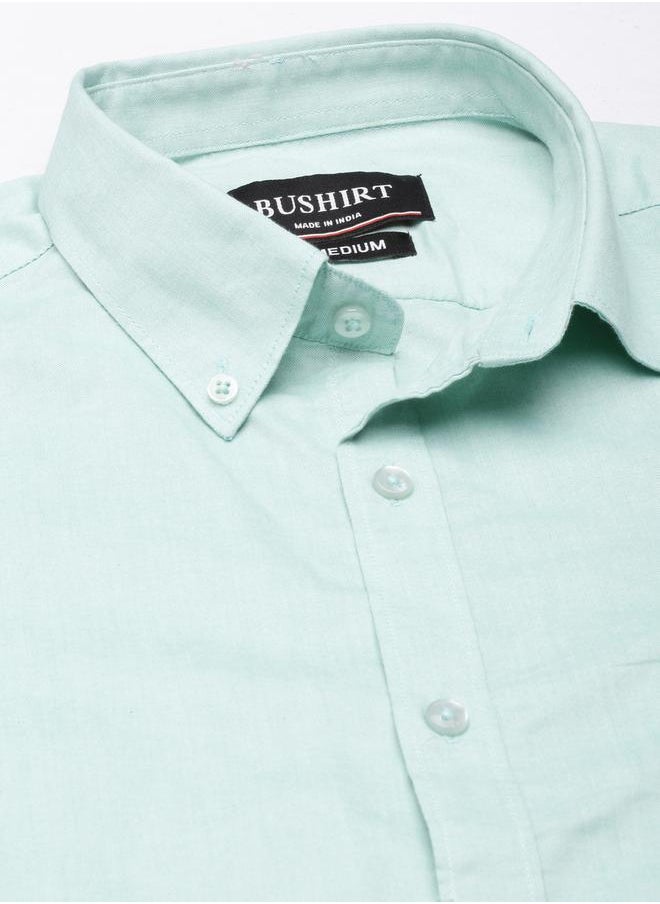 Bushirt - Solid Spread Collar Regular Fit Shirt by Styli - Image 1