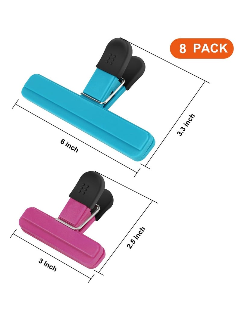 Mmmon 8 Pack Food Clips,Upgrade Wide Open Bag Clips for Food Storage with Air Tight Seal Grip (4 x L,4 x S)  - Image 2
