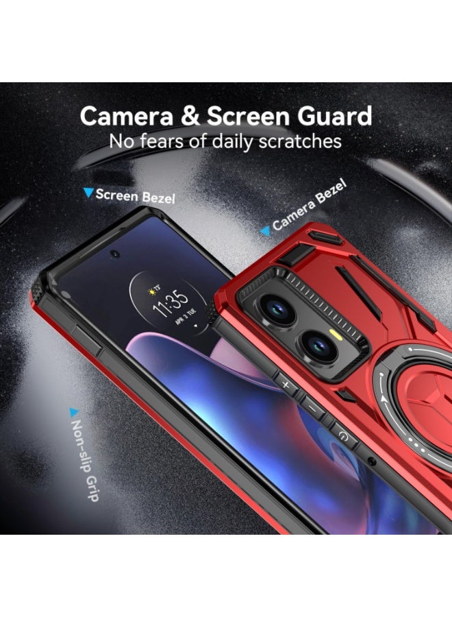 general Compatible with Motorola Moto Edge 50 Fusion 5G (Not Edge 50) Phone Case and Tempered Glass Screen Protector Metal Ring Holder Kickstand Shockproof Edge50 50Fusion Cover for Women Men - Image 5