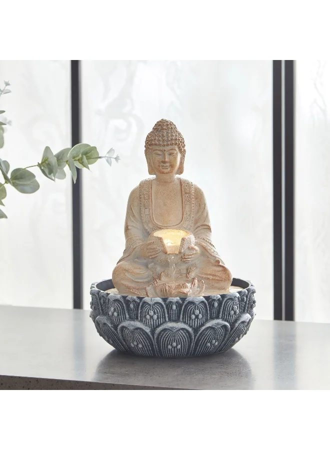 Home Box Albane Buddha Fountain With Yellow Lights - 20X20X26 Cm