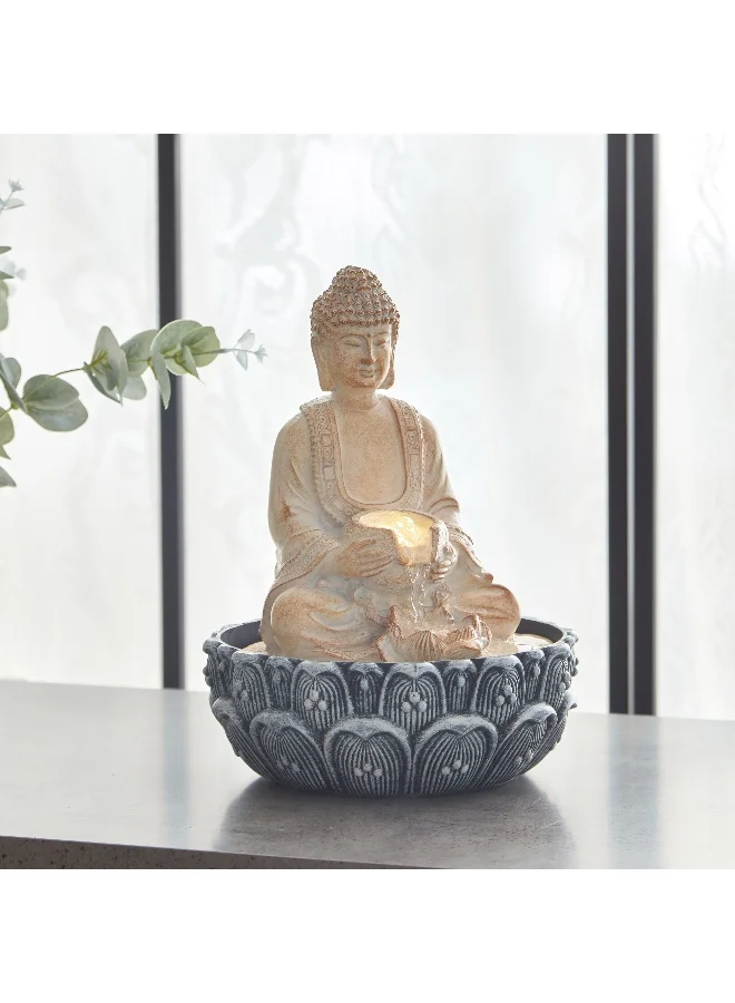 Home Box Albane Buddha Fountain With Yellow Lights - 20X20X26 Cm