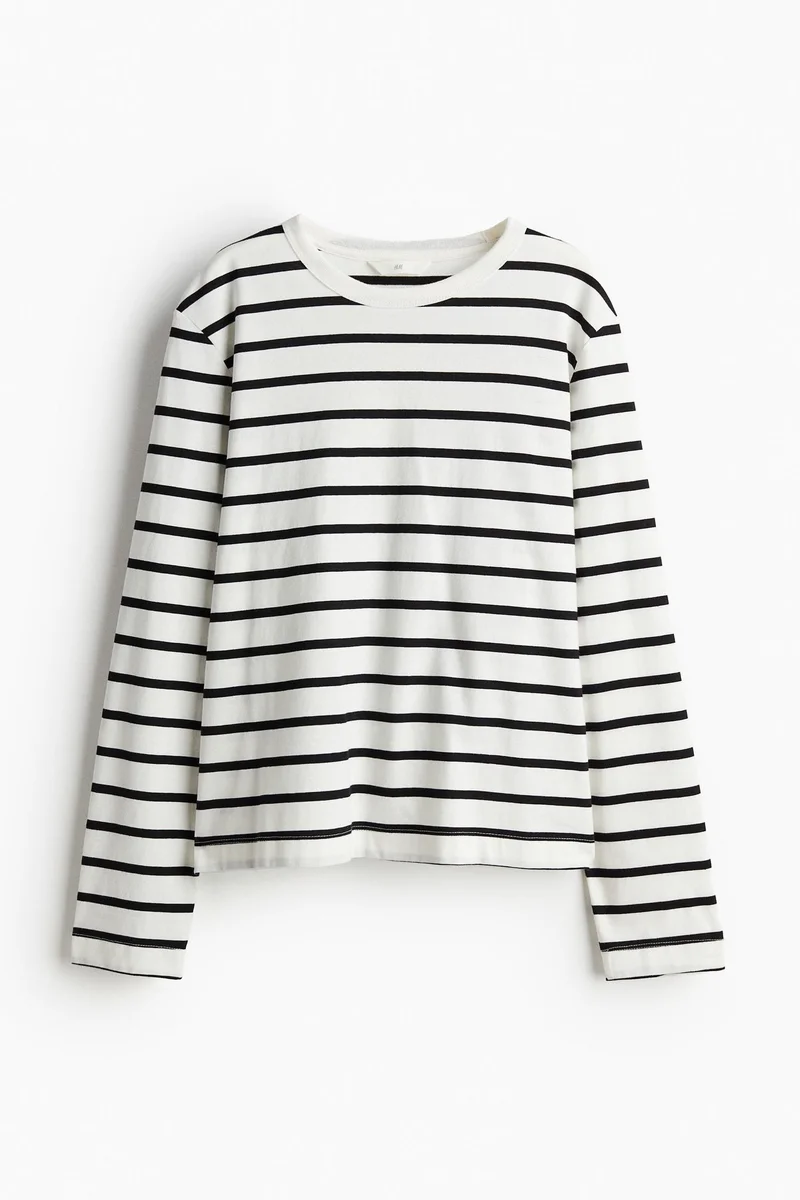 اتش اند ام بلوزة من قطن الجيرسيه