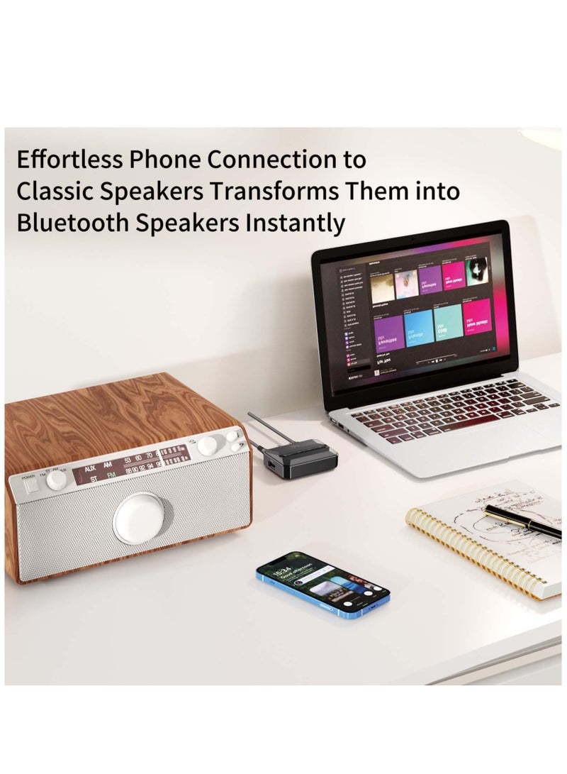 بلوتوث استقبال بلوتوث 5.3 محول ، 3.5 ملم إلى RCA ( NFC ) بلوتوث AUX محول ، تنطبق على السيارات اللاسلكية استقبال الصوت ، تنطبق على ستيريو المنزل / مكبر الصوت / الموسيقى / حر اليدين المكالمات - Image 5