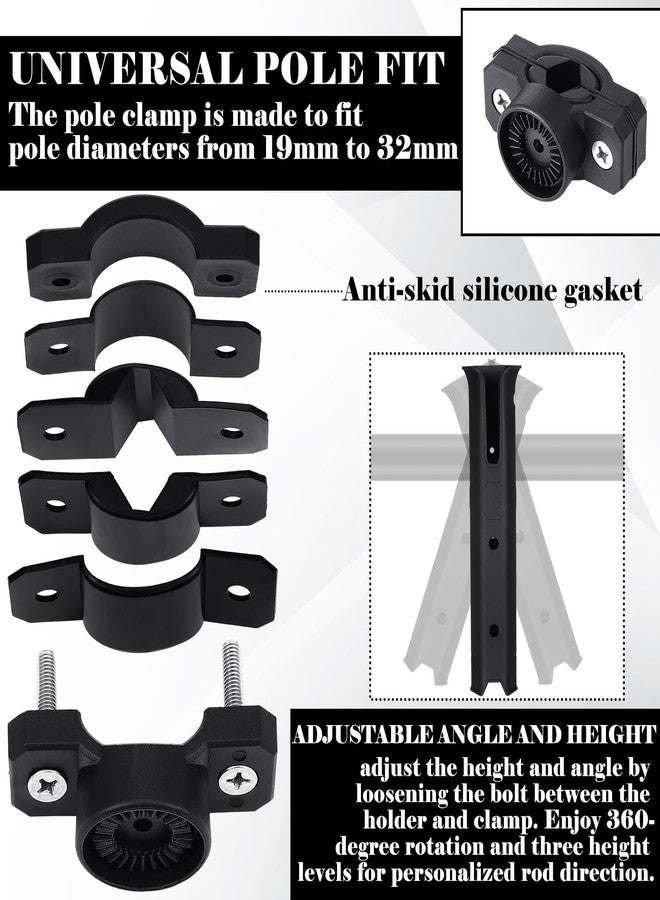 Seenelling 2 PCS Pole Mount Fishing Rod Holders for Bike Rack Rotatable Fishing Chair Pole Holders with Mount Clamp for Boat Bicycle Motorcycle Kayak Cart(Black) - Image 3