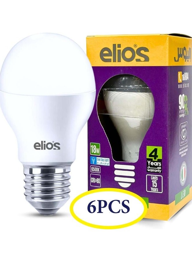 A package of 6 LED bulbs, 18 watts, from Elios - bright white - Image 1