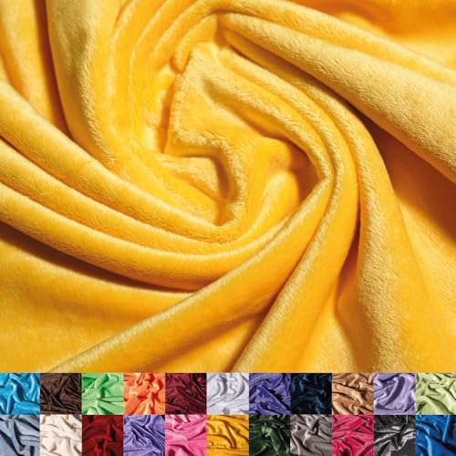 Ice Fabrics Solid Minky Fabric by The Yard - Soft, Smooth and Luxury 58/60" Extra Wide Yellow Minky Fabric for Blankets, Apparel, Baby Accessories, Throws, Pillows & More - Yellow - 1 Yard - Image 1