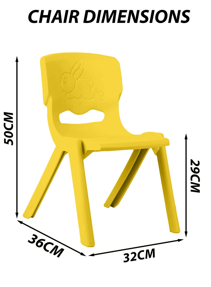 دي بلو مجموعة من كرسيين للأطفال من البلاستيك الصلب القابل للتكديس، مقاعد ملونة وقوية مناسبة للأطفال والرضع للاستخدام في المنزل، الفصول الدراسية، الأنشطة المدرسية، رياض الأطفال، دور الحضانة، منطقة اللعب، والاستخدام الخارجي. أثاث قوي ودائم وخفيف الوزن، مع تصميم سهل التنظيف. الأبعاد: 32 سم × 50 سم × 36 سم - Image 3