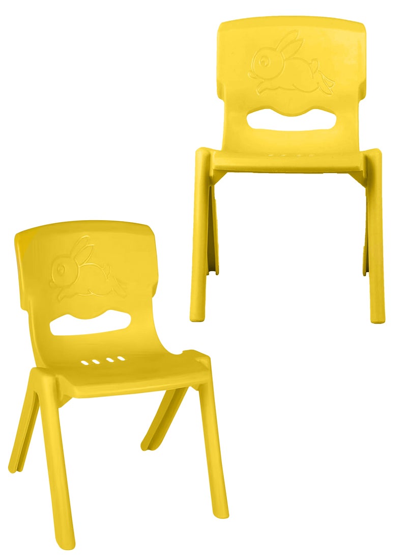 دي بلو مجموعة من كرسيين للأطفال من البلاستيك الصلب القابل للتكديس، مقاعد ملونة وقوية مناسبة للأطفال والرضع للاستخدام في المنزل، الفصول الدراسية، الأنشطة المدرسية، رياض الأطفال، دور الحضانة، منطقة اللعب، والاستخدام الخارجي. أثاث قوي ودائم وخفيف الوزن، مع تصميم سهل التنظيف. الأبعاد: 32 سم × 50 سم × 36 سم - Image 4