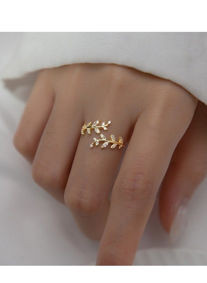 Leaf Wrap Rings Silver Rings for Women Adjustable Rings for Women Gold Leaf Statement Ring Hypoallergenic Open Rings for Girls Gifts - Image 1