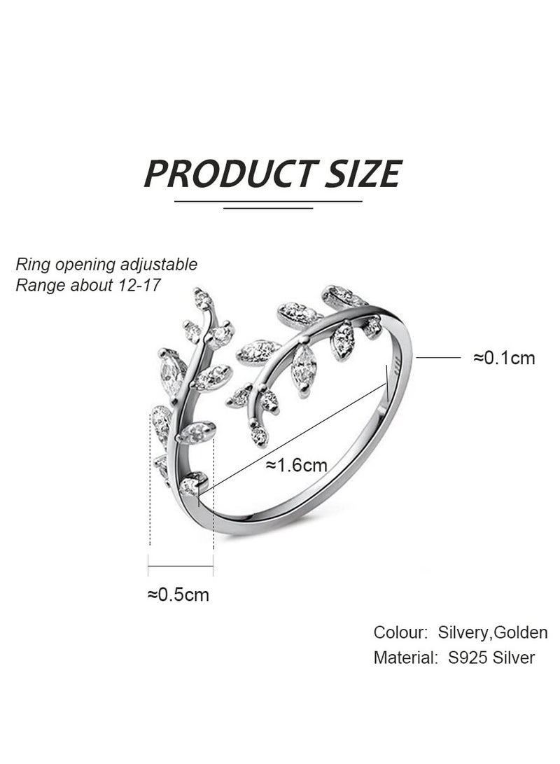 Leaf Wrap Rings Silver Rings for Women Adjustable Rings for Women Gold Leaf Statement Ring Hypoallergenic Open Rings for Girls Gifts - Image 4