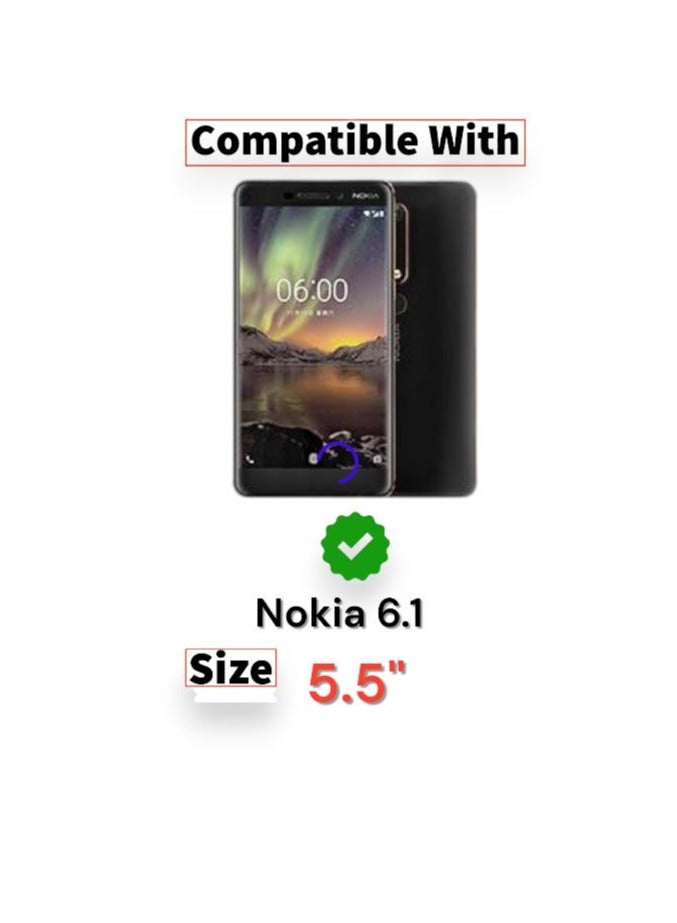 For Nokia 6.1 Two-line design Flip Leather Wallet Card Slot Case with Kickstand,Strap Magnetic Closure,Included Internal Tpu Silicone Case,Compatible with Nokia 6.1 (5.5'') (Blue)  - Image 5