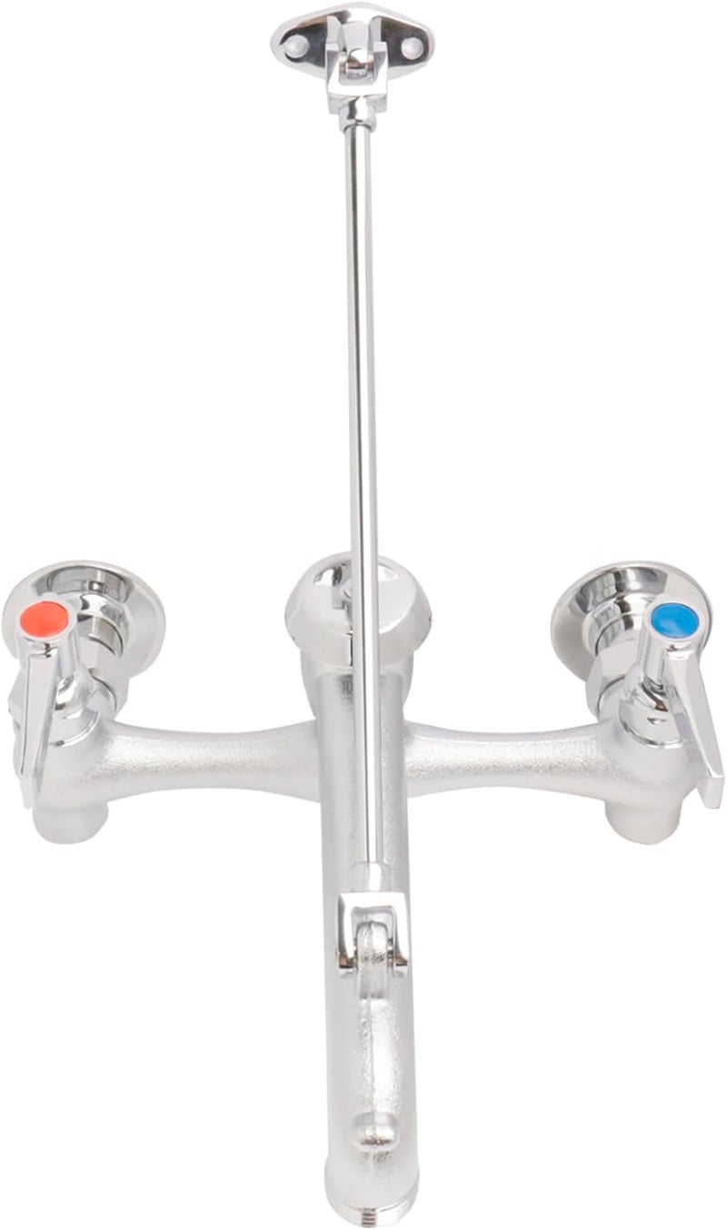 WHK صنبور حوض ممسحة تجاري مع فاصل فراغ صنبور مثبت على الحائط 8" مركز قابل للتعديل، خطاف دلو للاستخدام مع الماء الساخن والبارد في الأماكن الداخلية/الخارجية، حديقة (نحاس، كروم خشن) - Image 1