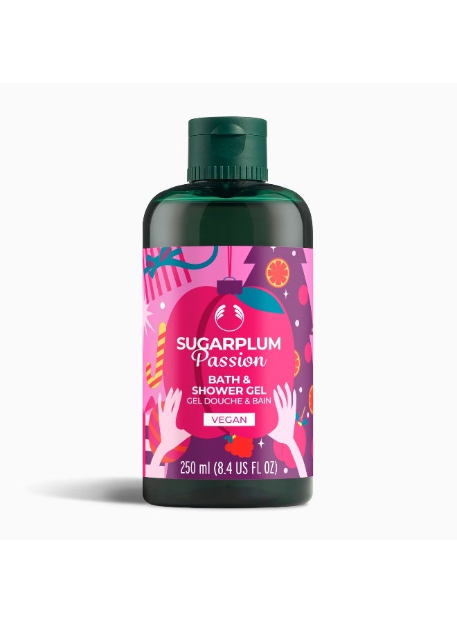 THE BODY SHOP Sugarplum Passion Bath And Shower Gel – Sweet Fruity Cleanser With Gentle Foam, Skin-Softening Formula And Festive Plum Notes (250 Ml) - Image 1