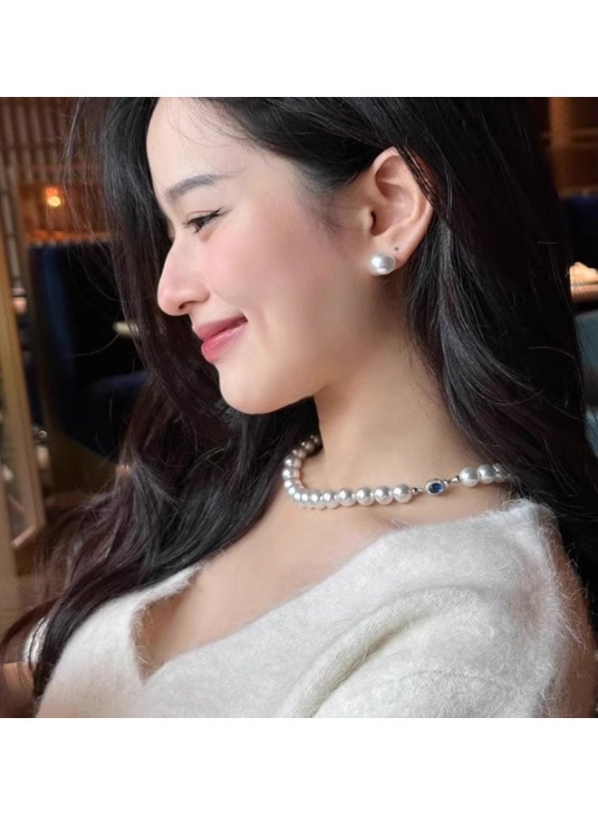 LATEEN Natural Pearl Necklace 8mm Natural Australian Mother-of-Pearl Necklace  Sterling Silver Buckle With Luxry Gift Box - Image 5