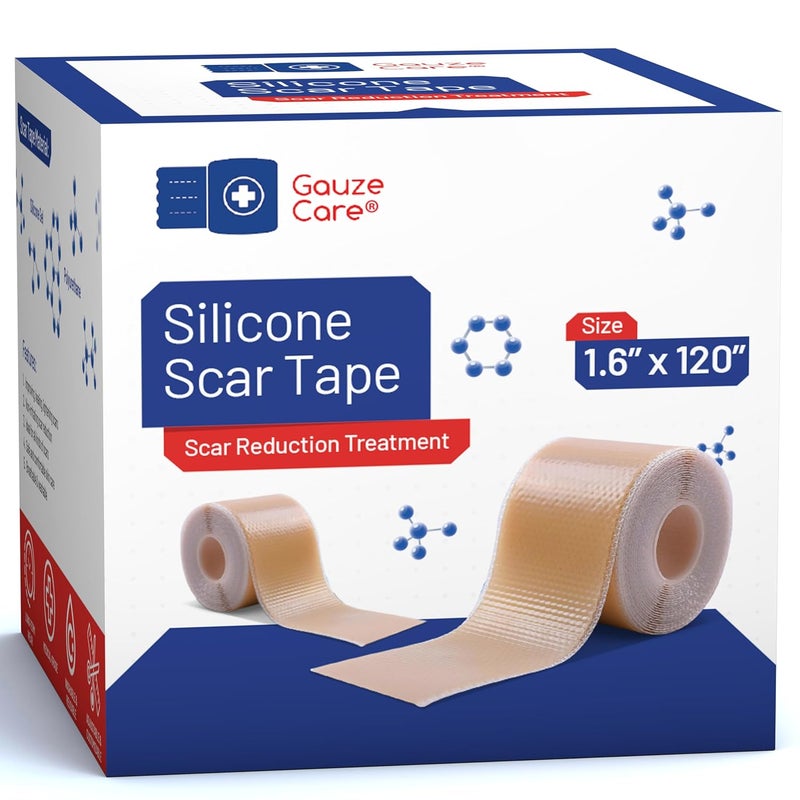 Gauze Care شريط سيليكون لعلاج الندبات من غوز كير 16x120 رول درجة طبية قابل لإعادة الاستخدام شريط سيليكون احترافي لعلاج الندبات الجراحية وندبات القيصرية والحروق والكيلايد وندبات حب الشباب - Image 1