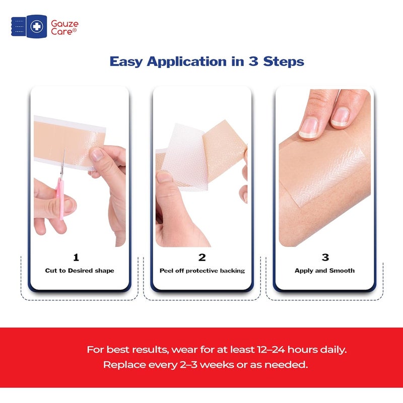 Gauze Care شريط سيليكون لعلاج الندبات من غوز كير 16x120 رول درجة طبية قابل لإعادة الاستخدام شريط سيليكون احترافي لعلاج الندبات الجراحية وندبات القيصرية والحروق والكيلايد وندبات حب الشباب - Image 3