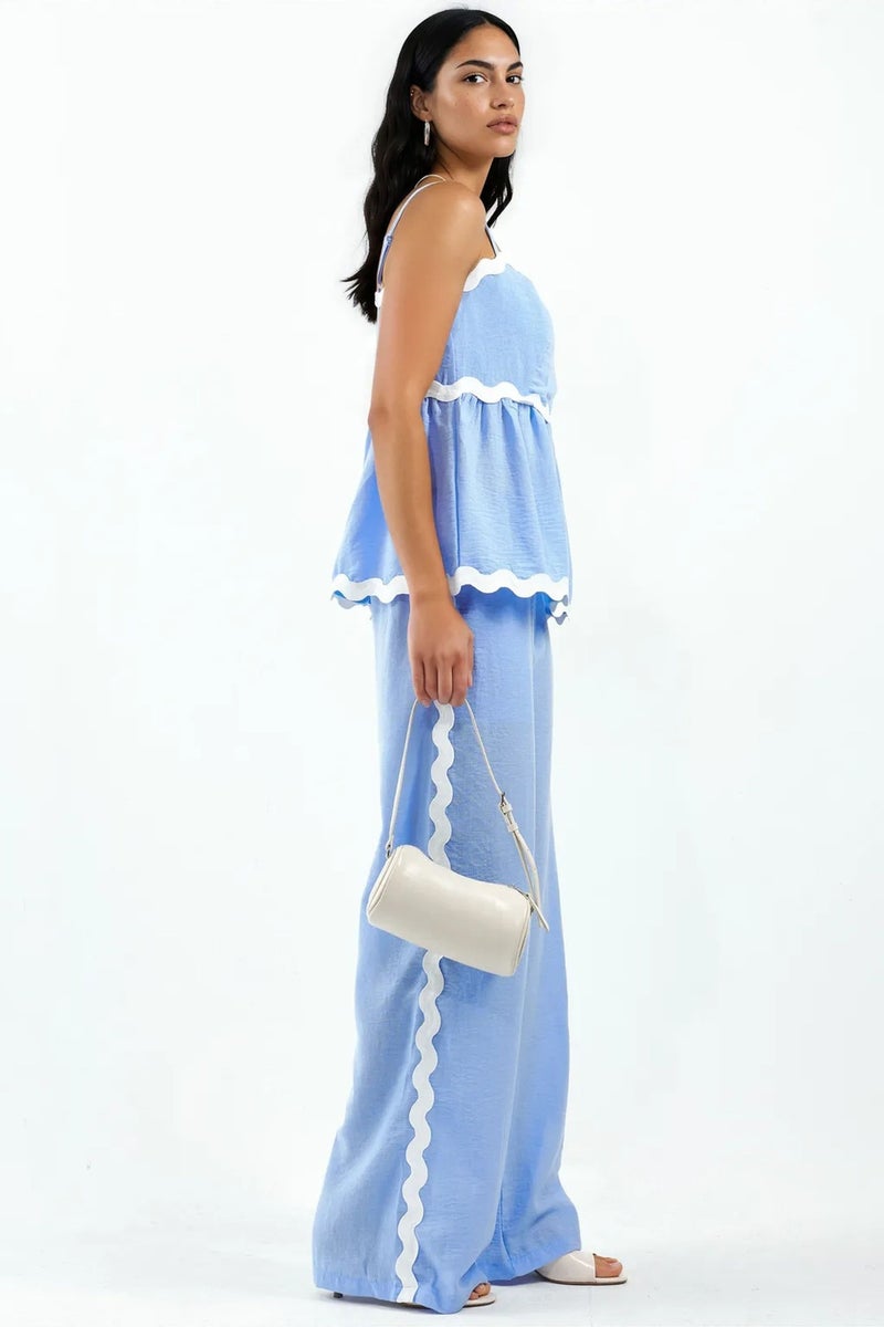 Jennyfer Strapless Linen Blouse And Wide-leg Trouser Set - Image 2