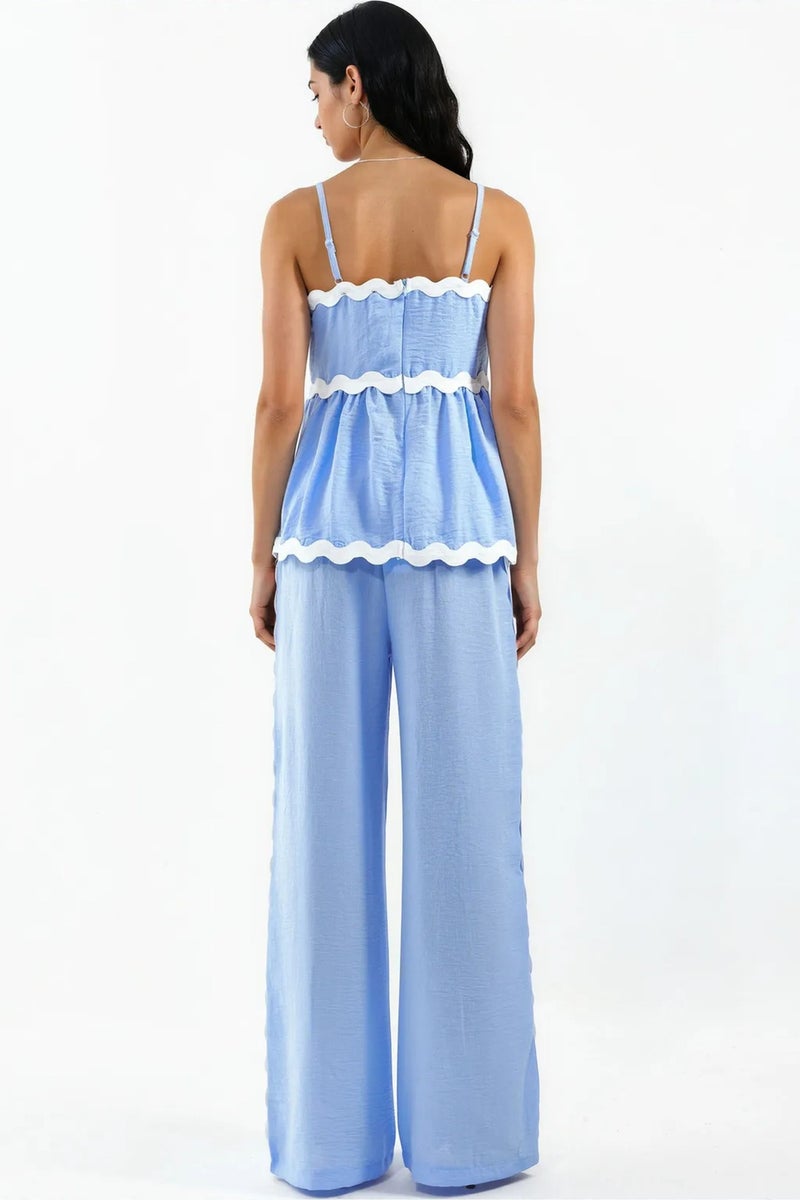 Jennyfer Strapless Linen Blouse And Wide-leg Trouser Set - Image 3