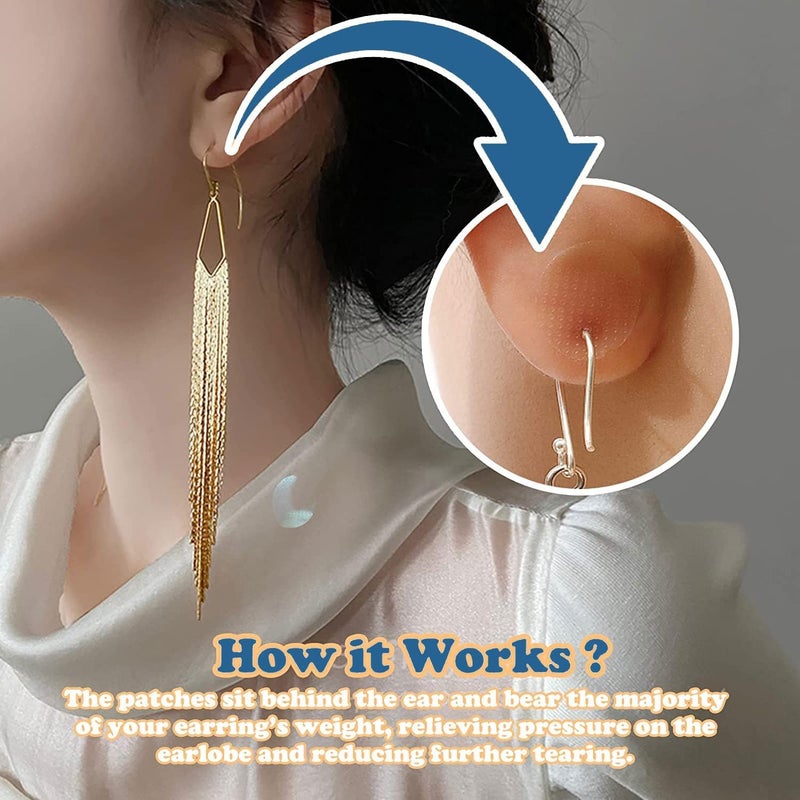 Excefore 300Pieces Ear Patches, Earring Protectors Ear Lobe Support Patches Heavy Earrings Stabilizers Large Earrings Support Patches Earring Lift Patches for Long Time Wearing Earrings - Image 3