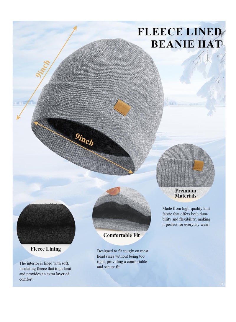 SOLARAE Womens Beanie Hat Scarf Gloves Set, Winter Warm Touchscreen Gloves Fleece Lined Hat Long Knit Scarf for Women Men, 5PCS Womens Winter Scarf Set For Skiing Outdoor Sports, Grey - Image 3