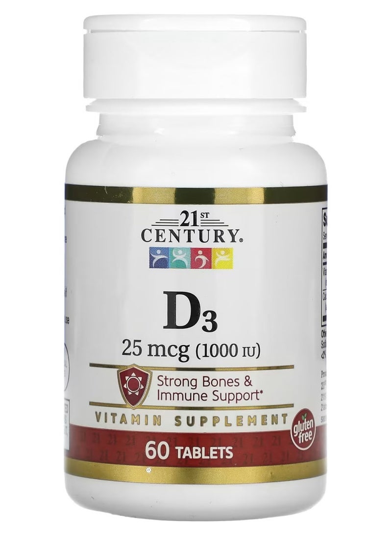 21st Century د3 25 ميكروجرام 1000 وحدة دولية 60 قرص - Image 1