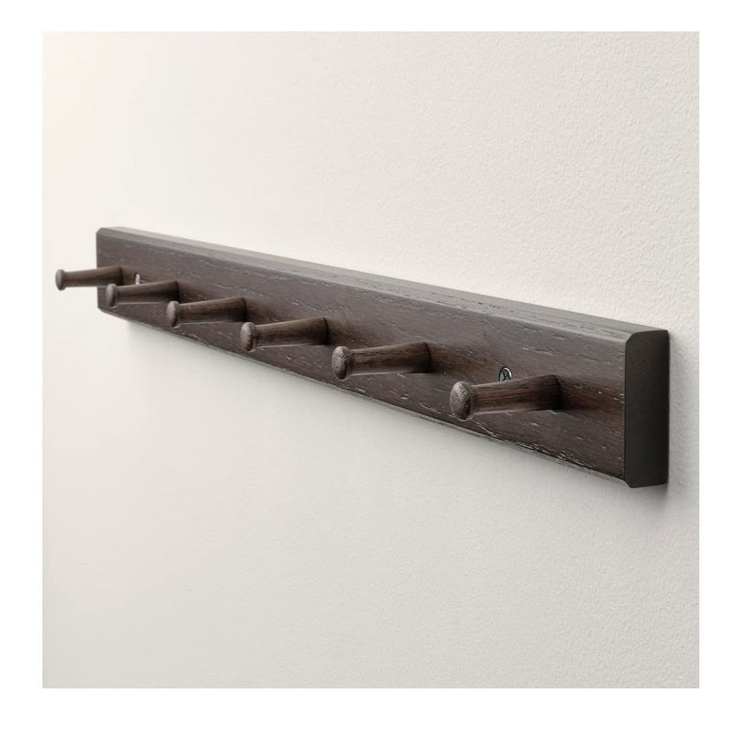 NT-STAR Rack with 6 knobs, Dark Brown/Wood(Depth: 5 cm (2 ") Height: 5 cm (2 ") Width: 57 cm (22 ½ ")) (Wood , Dark Brown) - Image 1