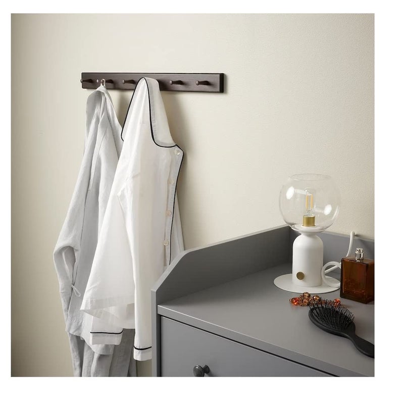 NT-STAR Rack with 6 knobs, Dark Brown/Wood(Depth: 5 cm (2 ") Height: 5 cm (2 ") Width: 57 cm (22 ½ ")) (Wood , Dark Brown) - Image 4